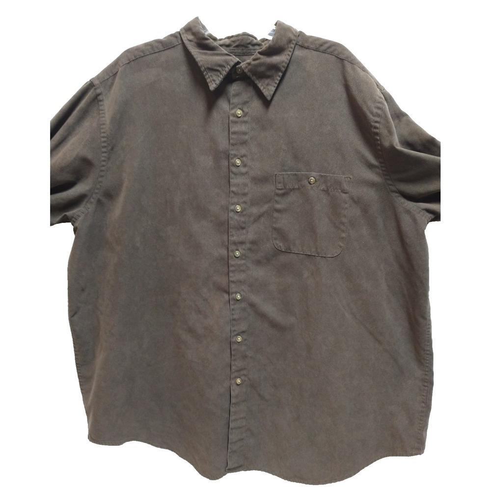 MENS HARBOR BAY LONG SLEEVE BUTTON UP SHIRT, CHAMMY FEEL, BROWN SIZE 2XL